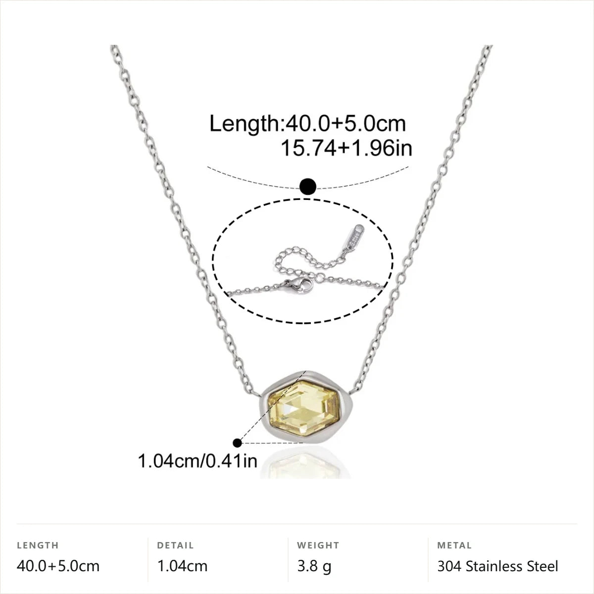 Geometric Faceted Pendant Necklace — Cushion Cut Bezel · Silver