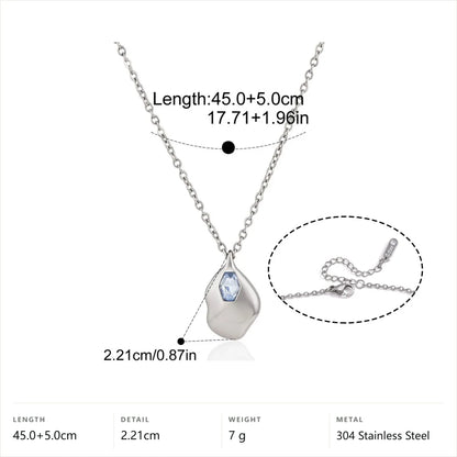 Teardrop Pendant Necklace — Silver Blue Teardrop Pendant · Silver