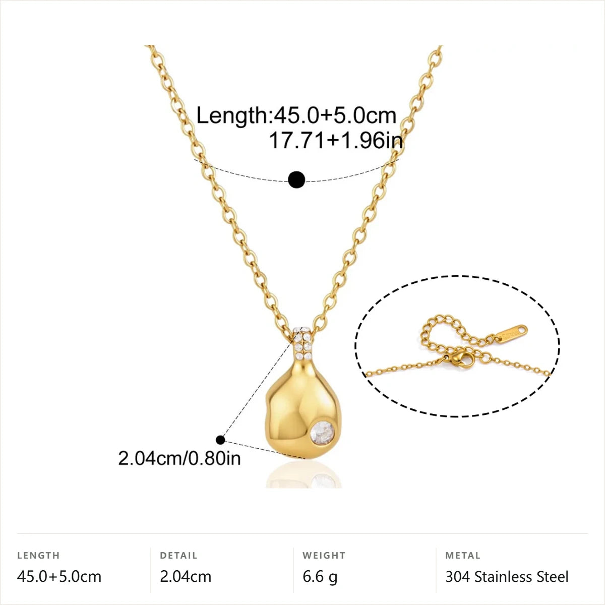 Teardrop Pendant Necklace — Gold Pave Bail Teardrop · Gold