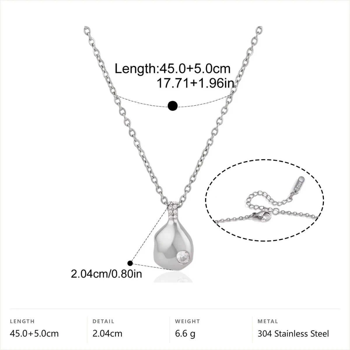 Teardrop Pendant Necklace — Silver Pave Bail Teardrop · Silver