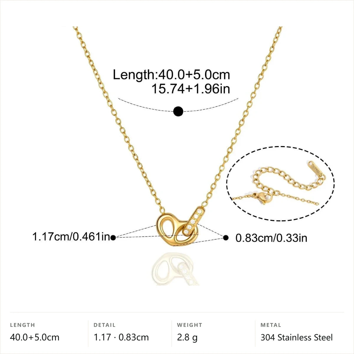 Pave Heart Link Jewelry Set — Pavé Loop Pendant Necklace · Gold