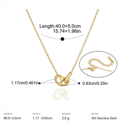 Pave Heart Link Jewelry Set — Pavé Loop Pendant Necklace · Gold