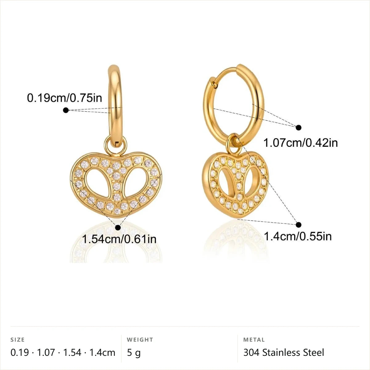 Pave Heart Link Jewelry Set — Pavé Cutout Heart Hoops · Gold
