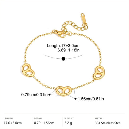 Pave Heart Link Jewelry Set — Triple Open Knot Bracelet · Gold