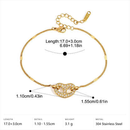 Pave Heart Link Jewelry Set — Pavé Heart Charm Bracelet · Gold