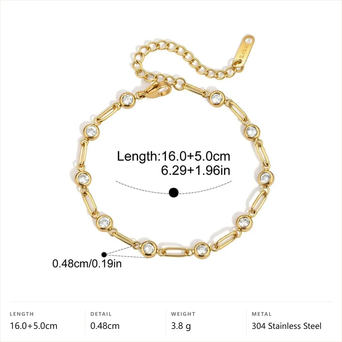 Two-Tone Minimalist Bracelet — Alternating Paperclip Chain · Gold