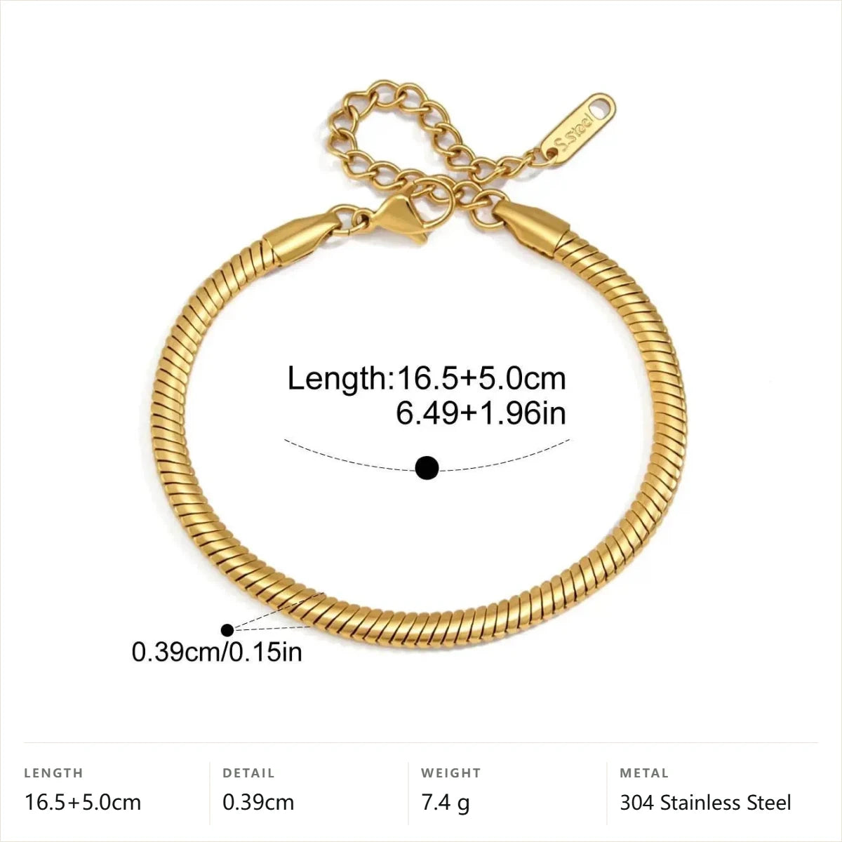 Two-Tone Minimalist Bracelet — Smooth Snake Chain · Gold