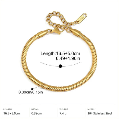 Two-Tone Minimalist Bracelet — Smooth Snake Chain · Gold