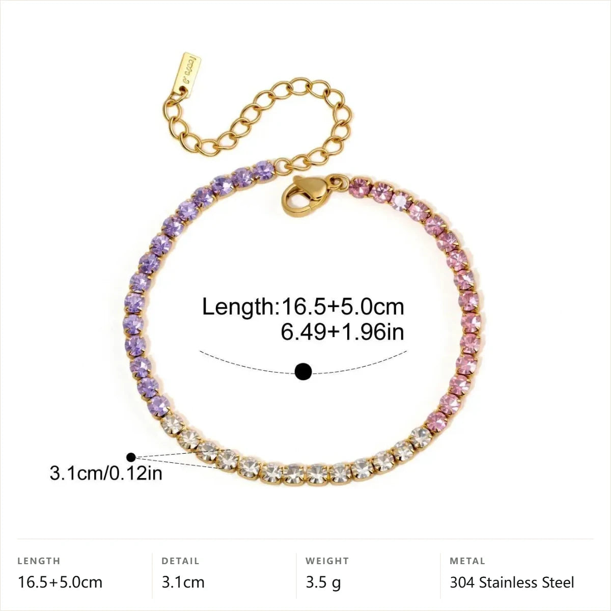 Two-Tone Minimalist Bracelet — Multicolor Tennis · Gold