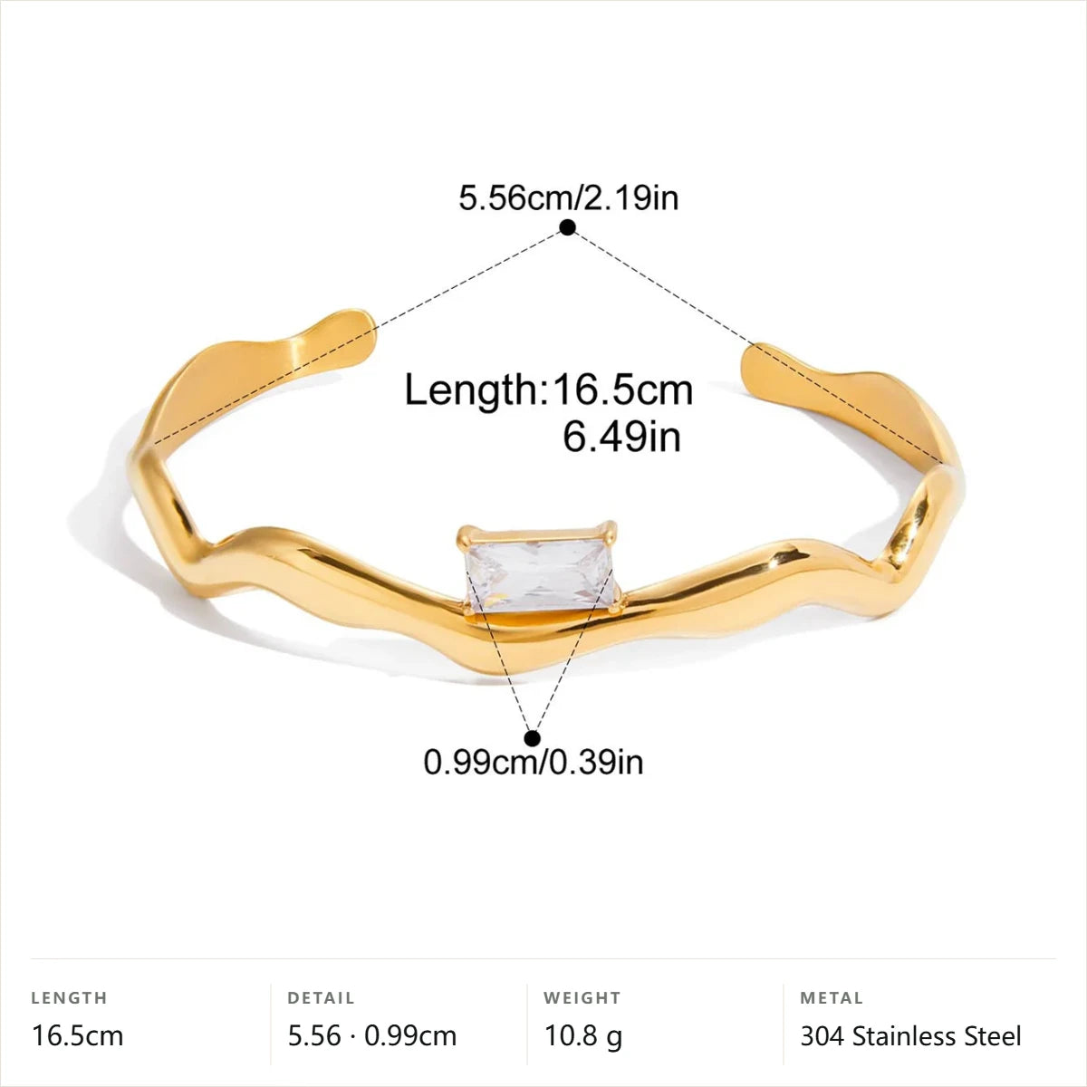 Open Cuff Bracelet — Baguette Single Stone Cuff · Gold