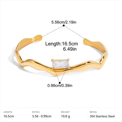 Open Cuff Bracelet — Baguette Single Stone Cuff · Gold