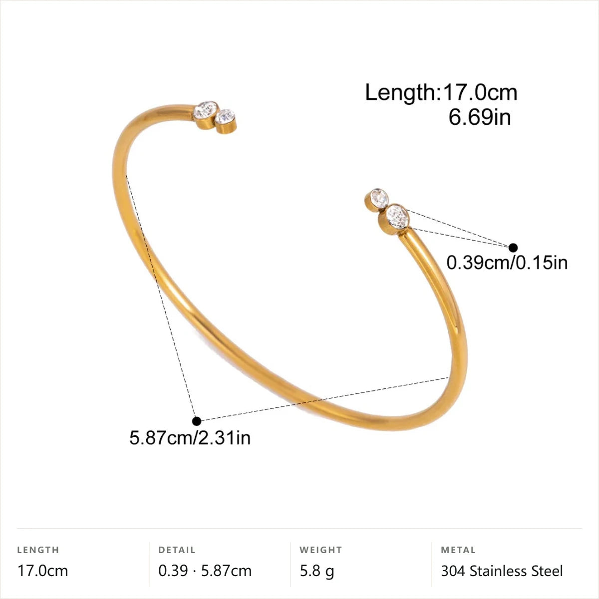 Open Cuff Bracelet — Twin Round Cuff · Gold
