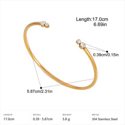 Open Cuff Bracelet — Twin Round Cuff · Gold