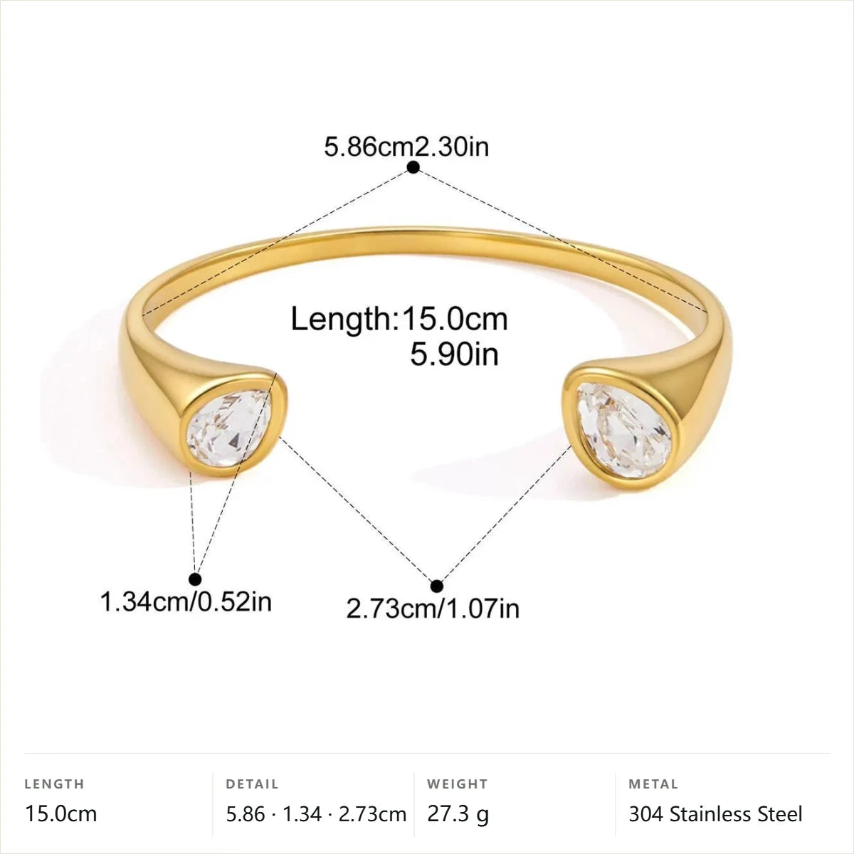 Open Cuff Bracelet — Double Oval Cuff · Gold