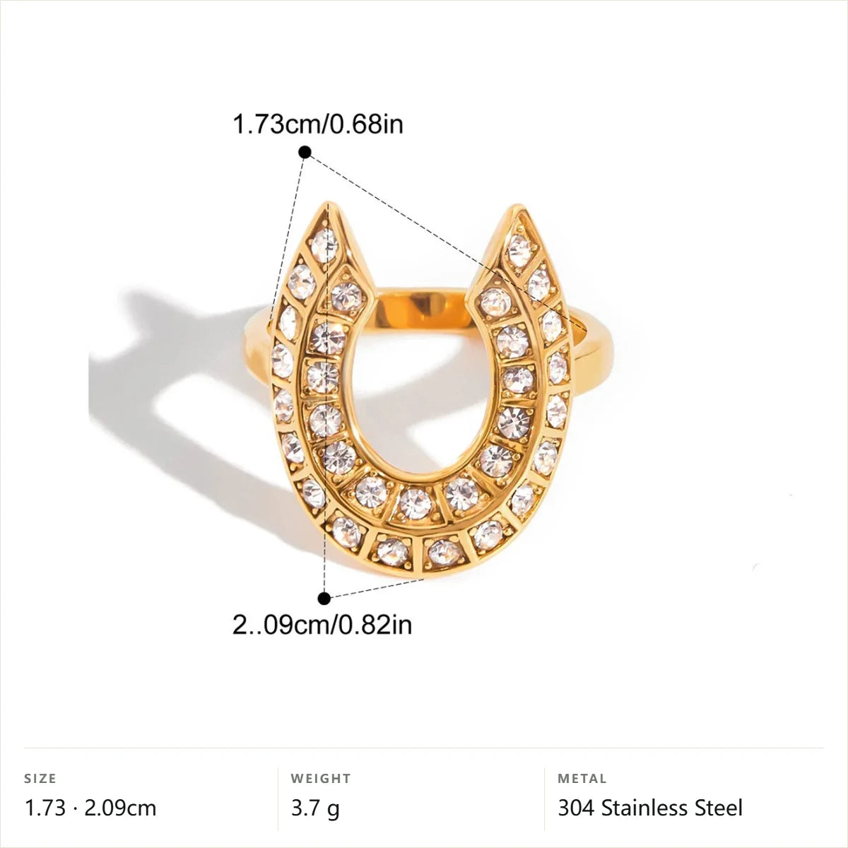Horseshoe Jewelry Set — Horseshoe Pave Ring · Gold · 7