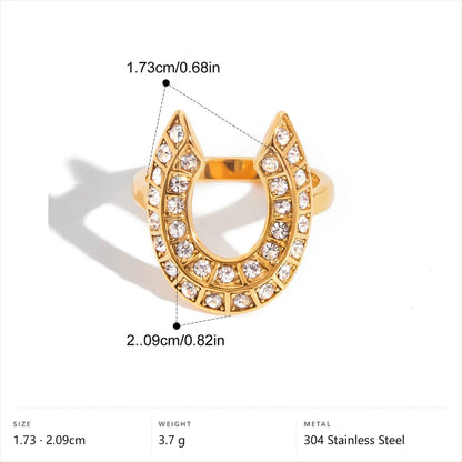 Horseshoe Jewelry Set — Horseshoe Pave Ring · Gold · 7