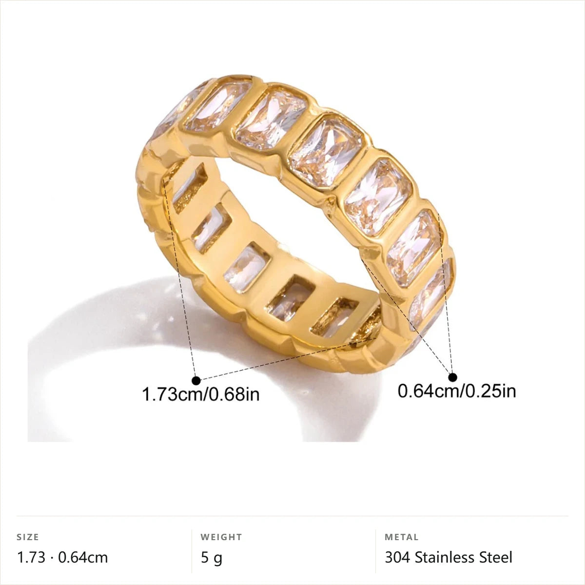 Baguette Eternity Band Ring — Clear Baguette Eternity Band · Gold · 6