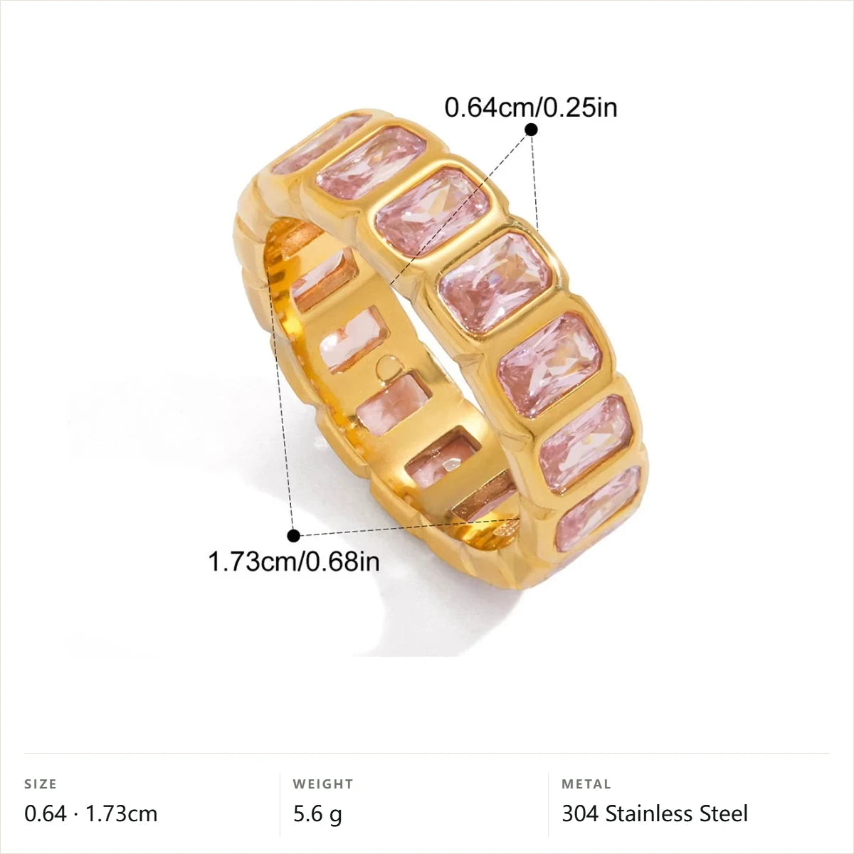 Baguette Eternity Band Ring — Pink Baguette Eternity Band · Gold · 6