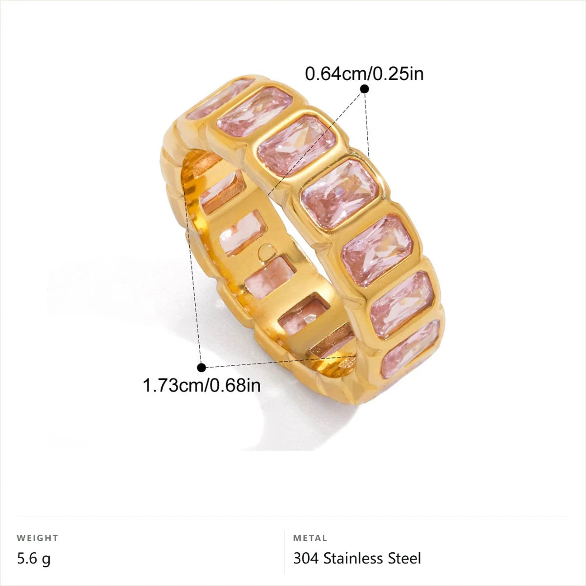 Baguette Eternity Band Ring — Pink Baguette Eternity Band · Gold · 7