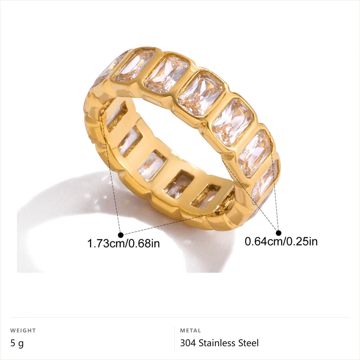 Baguette Eternity Band Ring — Clear Baguette Eternity Band · Gold · 8