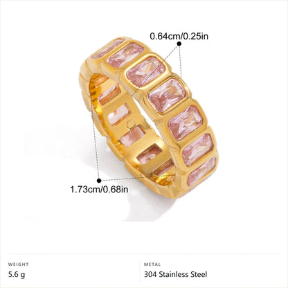 Baguette Eternity Band Ring — Pink Baguette Eternity Band · Gold · 8