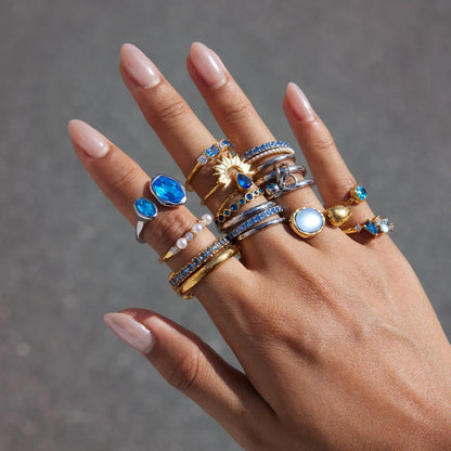 Cool Blue Pearl Geometric Ring — view 4