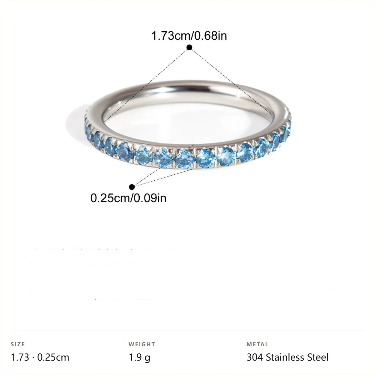 Cool Blue Pearl Geometric Ring — Eternity Blue Band · Silver · 7