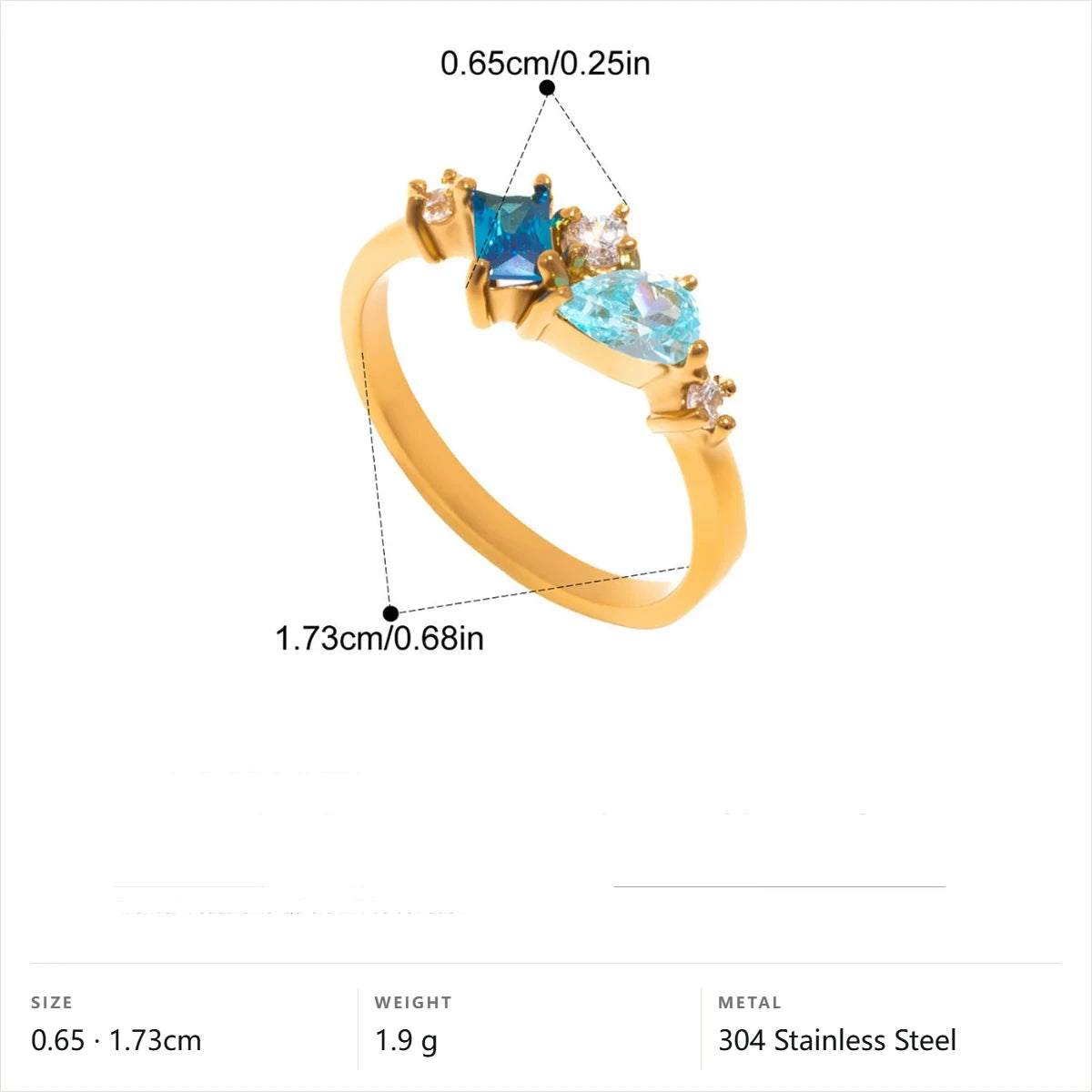 Cool Blue Pearl Geometric Ring — Square Trillion Accent · Gold · 7