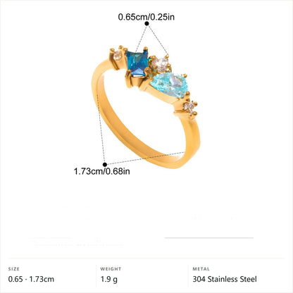 Cool Blue Pearl Geometric Ring — Square Trillion Accent · Gold · 7