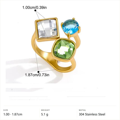 Cool Blue Pearl Geometric Ring — Geometric Trio Stone · Gold · -