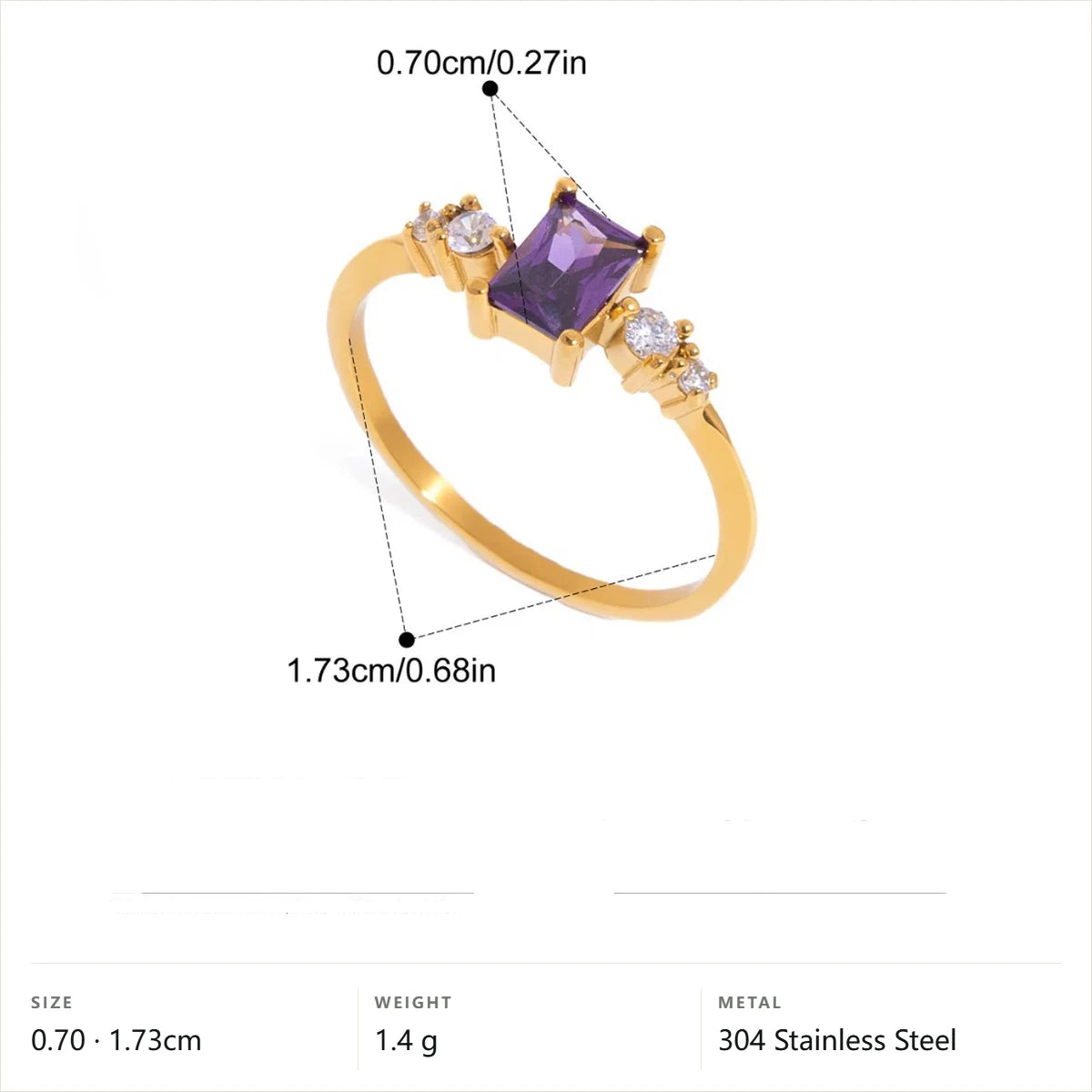 Cool Blue Pearl Geometric Ring — Square Cut Accent · Gold · 7