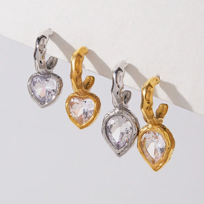 Chunky Heart Pear Drop Earrings