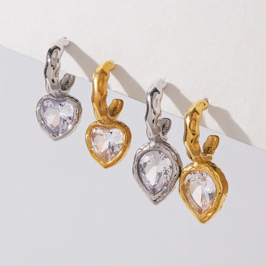 Chunky Heart Pear Drop Earrings