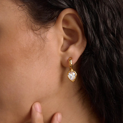 Chunky Heart Pear Drop Earrings — view 2