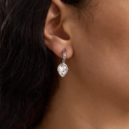 Chunky Heart Pear Drop Earrings — view 3