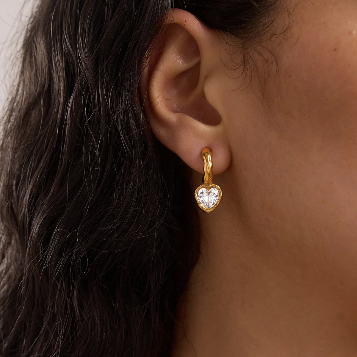 Chunky Heart Pear Drop Earrings — view 4
