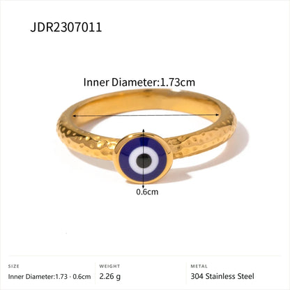 Vintage Boho Evil Eye Ring — Hammered Evil Eye · Gold · 7