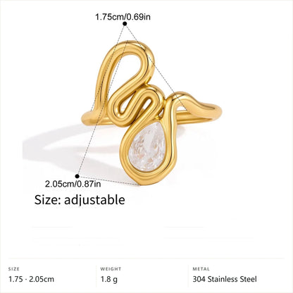 Chunky Bold Ring Set — Teardrop Swirl Ring · Gold