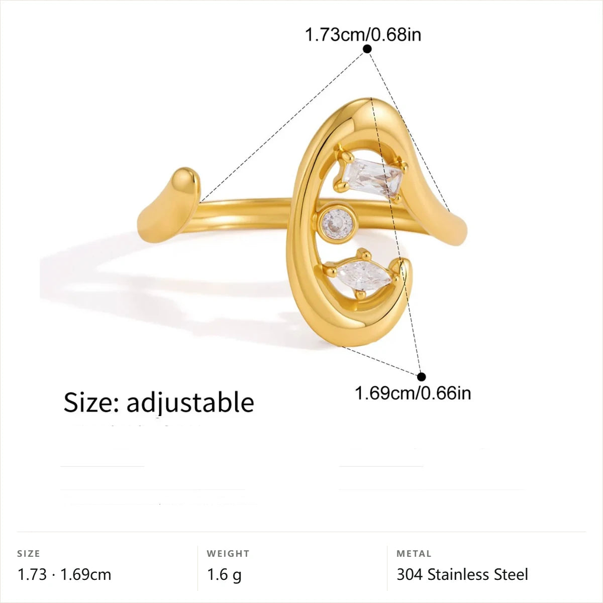 Chunky Bold Ring Set — Oval Openwork Ring · Gold