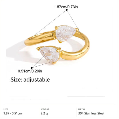 Chunky Bold Ring Set — Pear Cut Bypass Ring · Gold