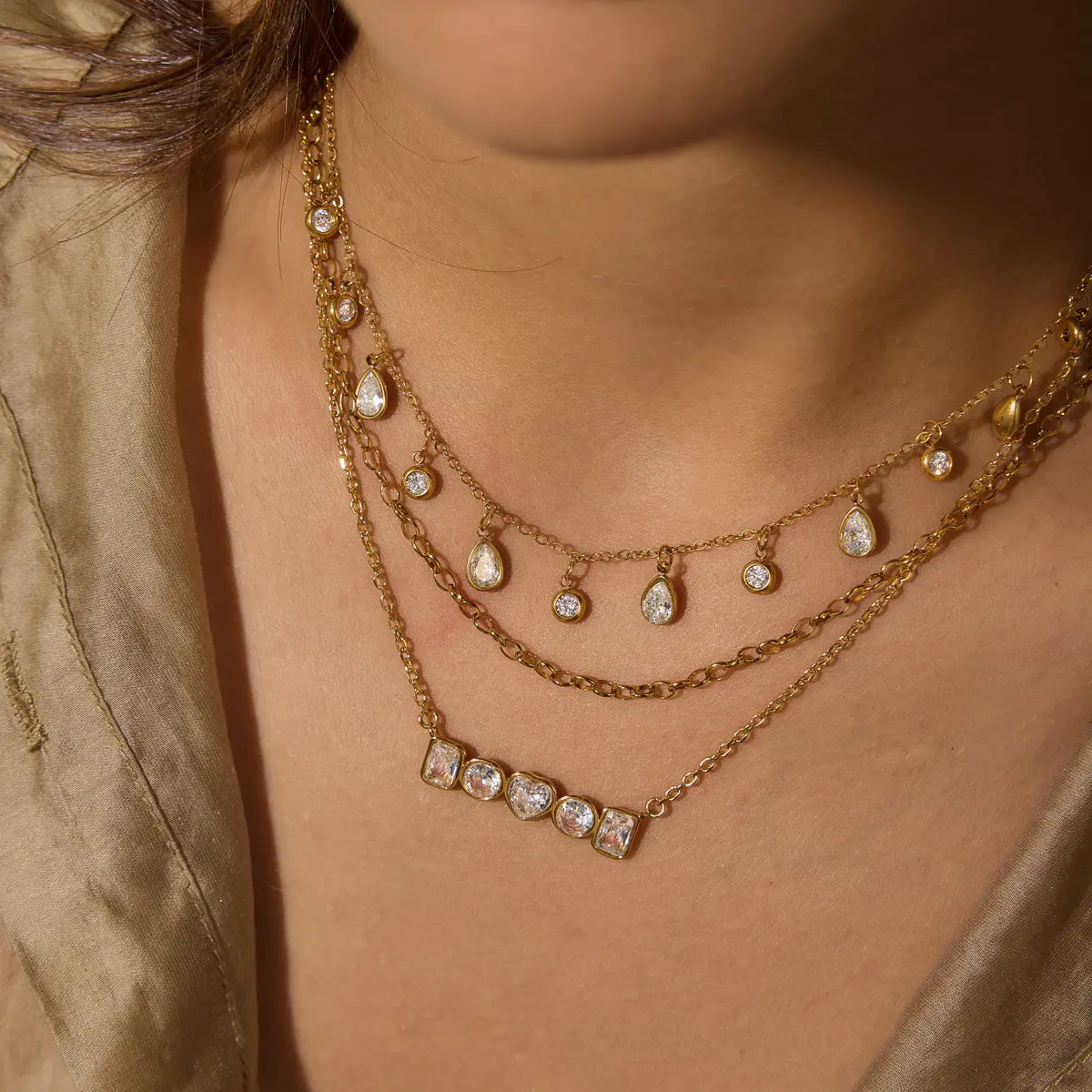 Mixed Shape Birthstone Necklace — view 4