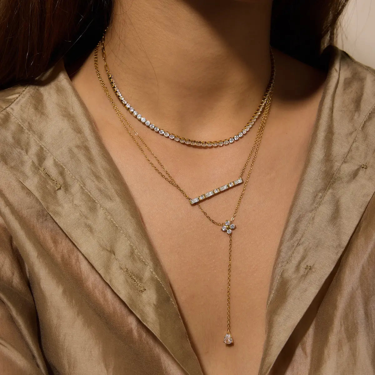 Mixed Shape Birthstone Necklace — view 3