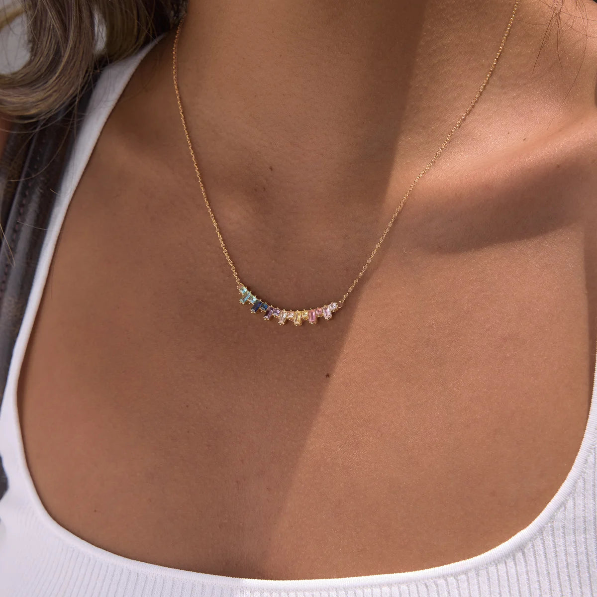 Mixed Shape Birthstone Necklace — view 2
