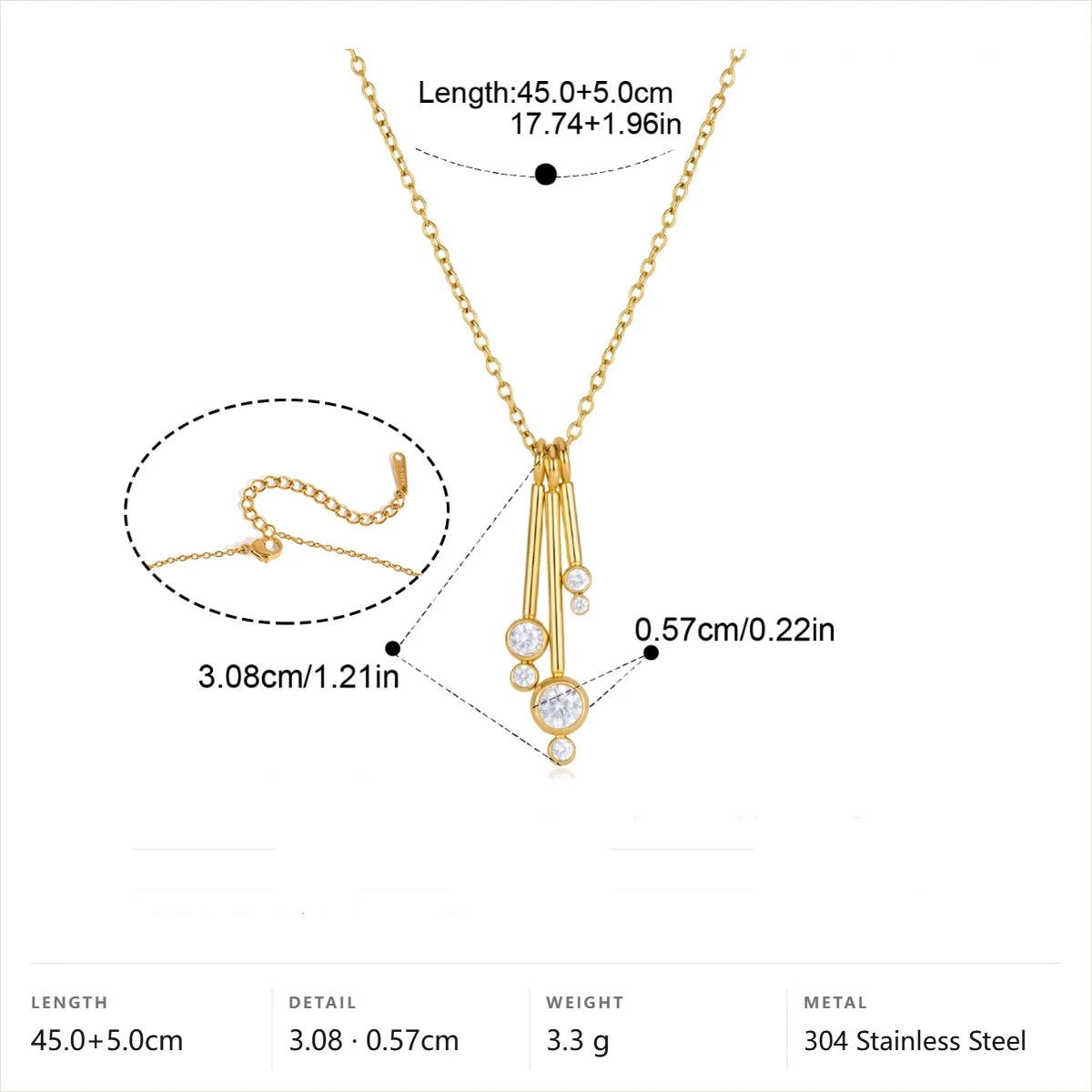 Imitation Pearl Cubic Zirconia Cluster Necklace — Tiered Crystal Dangle · Gold