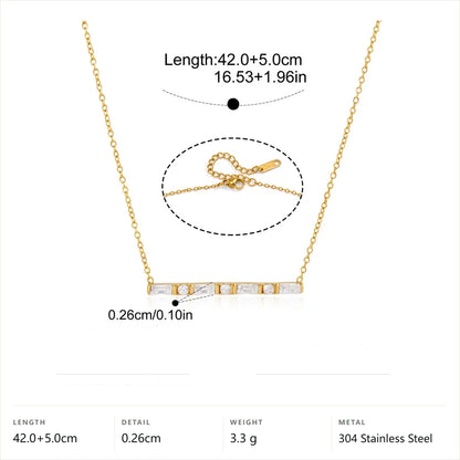 Mixed Shape Birthstone Necklace — Thin Clear Bar · Gold