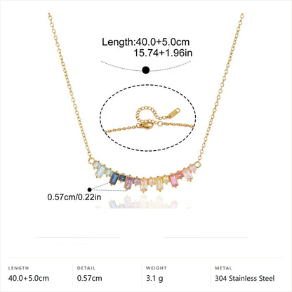 Mixed Shape Birthstone Necklace — Rainbow Baguette Bar · Gold