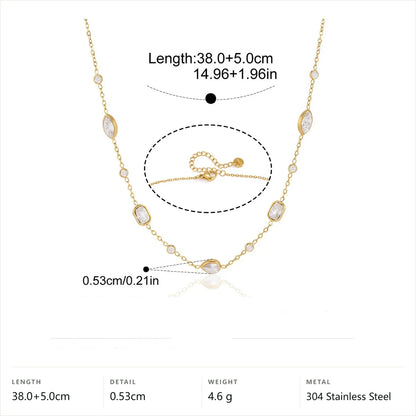 Mixed Shape Birthstone Necklace — Oval Crystal Station · Gold