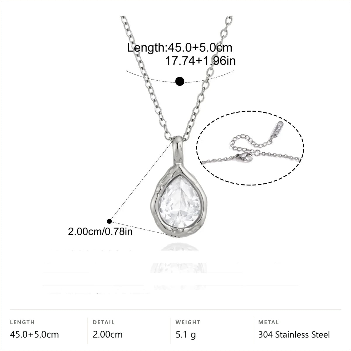 Minimalist Pendant Necklace — Silver Teardrop Pendant · Silver