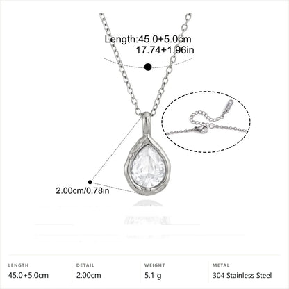 Minimalist Pendant Necklace — Silver Teardrop Pendant · Silver