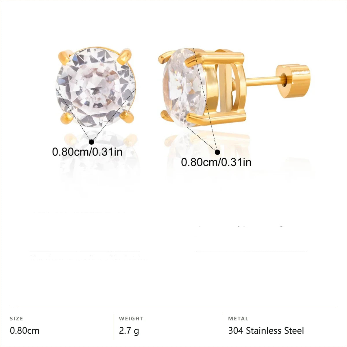 Celestial Stud Earrings — Round Cut Solitaire Stud · Gold